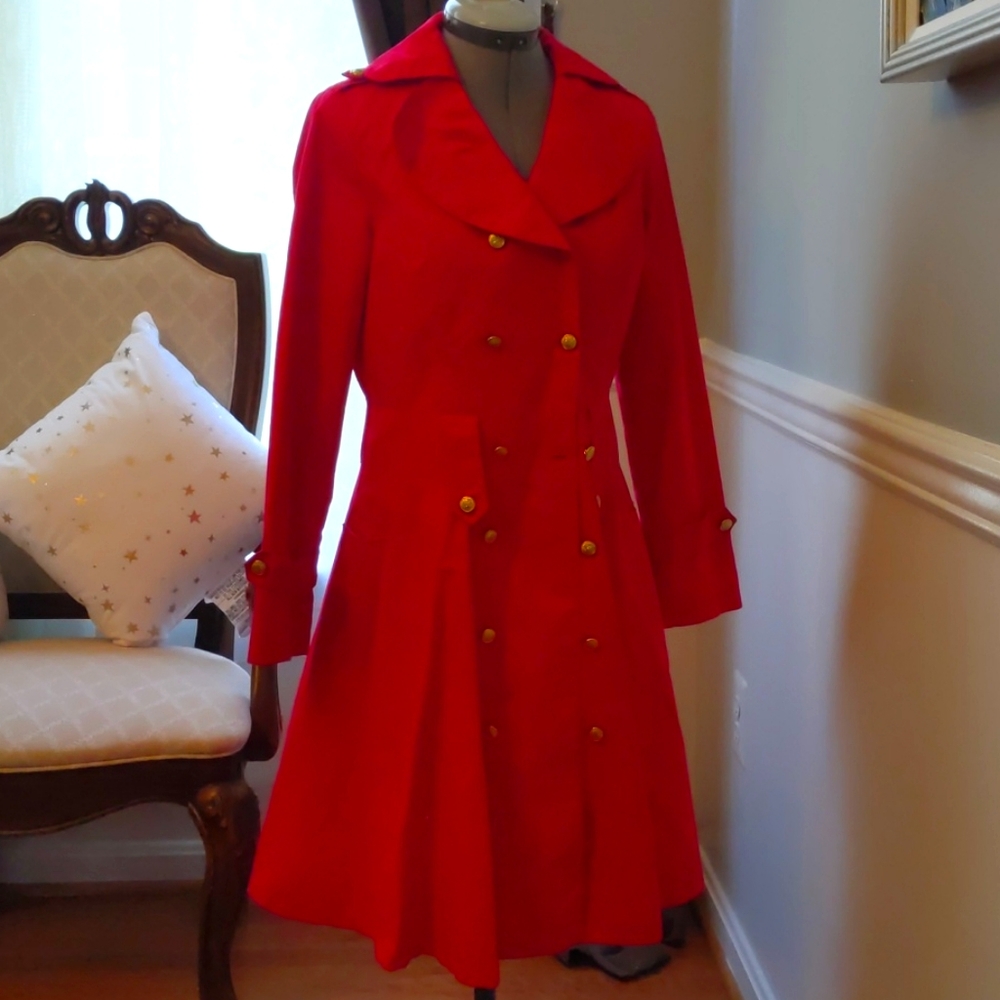 Red BCBG trench coat size 4